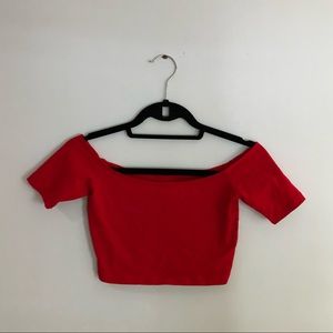American Apparel Tops - American Apparel Red Off The Shoulder Crop American Apparel Tops - American Apparel Red Off The Shoulder Crop